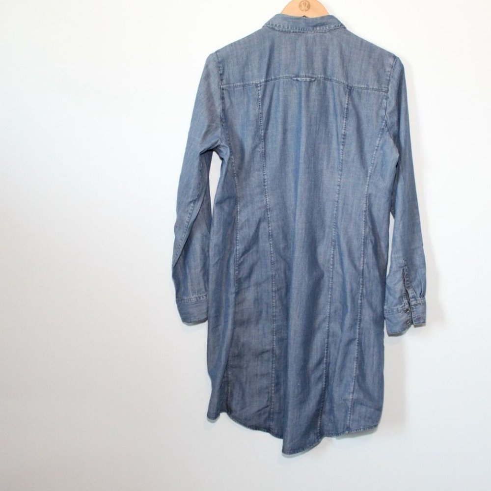Eileen Fisher Classic Collar Chambray Denim Shirt Dress Blue Size Small H12304 - Picture 7 of 11